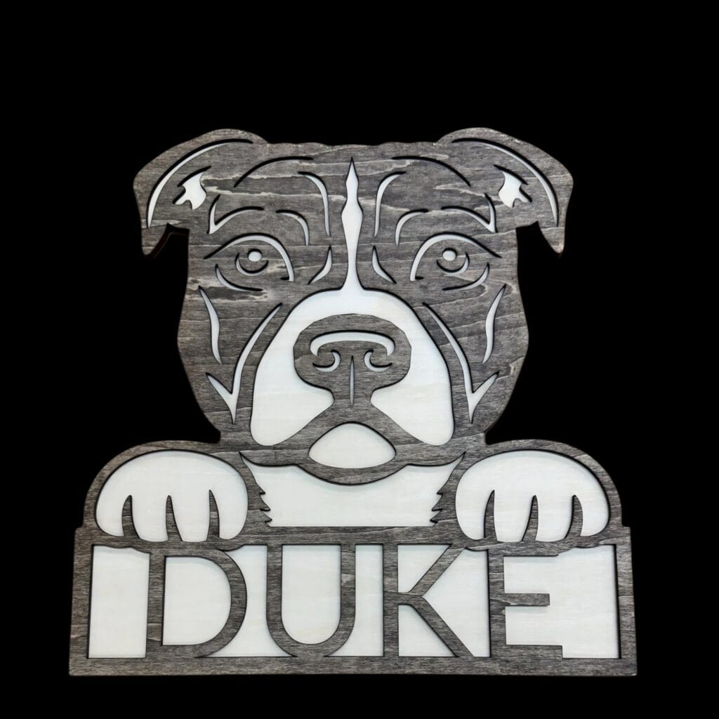 Custom Laser-Engraved Pitbull with Personalized Name