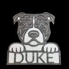 Custom Laser-Engraved Pitbull with Personalized Name