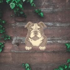 Laser Engraved 3D English Bulldog Wooden Wall Art – Unique Pet Lover Decor